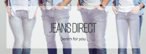 JEANS DIRECT logo with the tagline 'Denim for you' displayed on a clean, modern background.