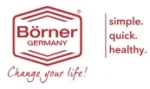 Börner Logo mit Küchenhelfern für gesunde Zubereitung.