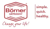 Börner Logo mit Küchenhelfern für gesunde Zubereitung.