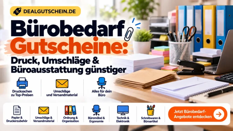 Bürobedarf Gutscheine für Druck, Umschläge und Büroausstattung günstiger bei DealGutschein.