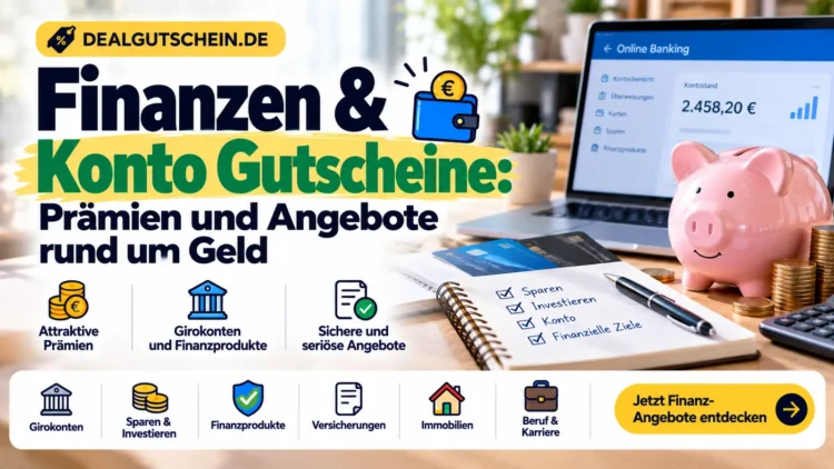 Finanzen und Konto Gutscheine für Prämien und Angebote rund um Geld bei DealGutschein.