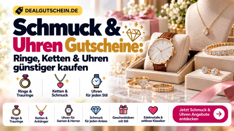 Schmuck & Uhren Gutscheine für Ringe, Ketten und Uhren günstiger kaufen bei DealGutschein.