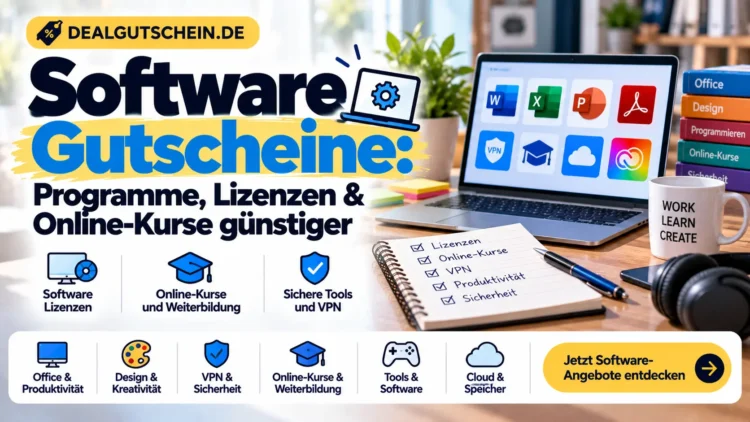 Software Gutscheine für Programme, Lizenzen und Online-Kurse günstiger bei DealGutschein.